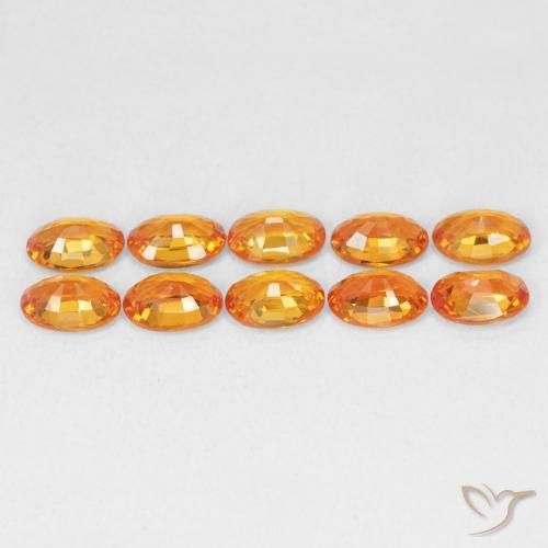 Sapphire Gemstones in 6 x 4 mm (calibrated) Size for Sale, Sapphire Stones in Medium Orange Color