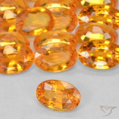 4.96 ctw Orange Sapphire Stones, Natural Sapphire in Oval Facet Shape for Sale