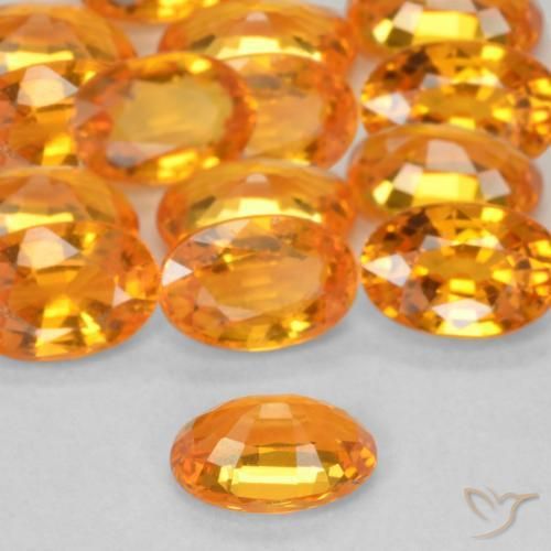 Sapphire Gemstones in 6 x 4 mm (calibrated) Size for Sale, Sapphire Stones in Reddish Orange Color