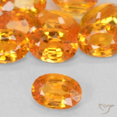 5.39 ctw Orange Sapphire Stones, Natural Sapphire in Oval Facet Shape for Sale