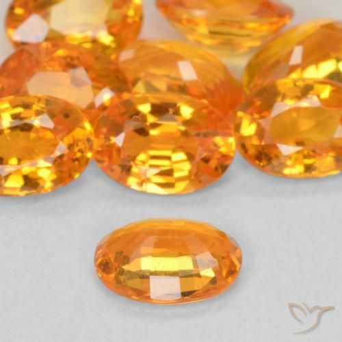 Sapphire Gemstones in 6 x 4 mm (calibrated) Size for Sale, Sapphire Stones in Medium Orange Color