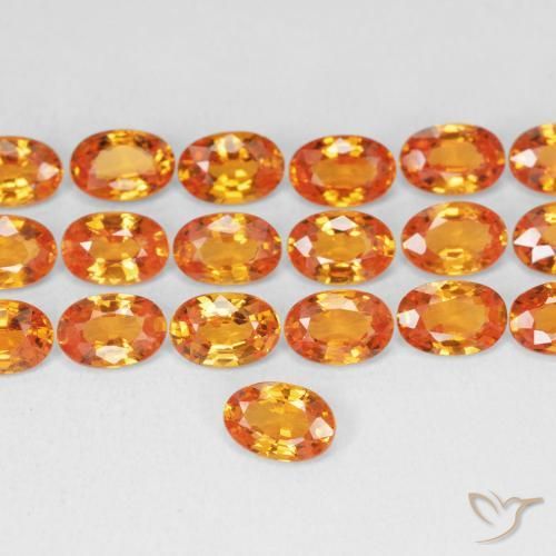 10.94 ctw Orange Sapphire Stones, Natural Sapphire in Oval Facet Shape for Sale