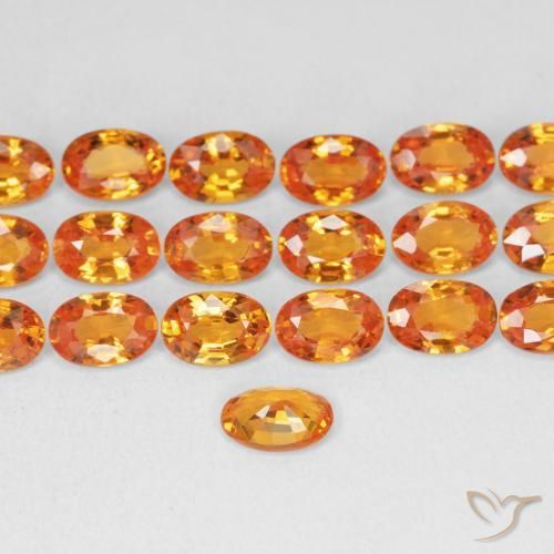 Sapphire Gemstones in 6 x 4 mm (calibrated) Size for Sale, Sapphire Stones in Reddish Orange Color