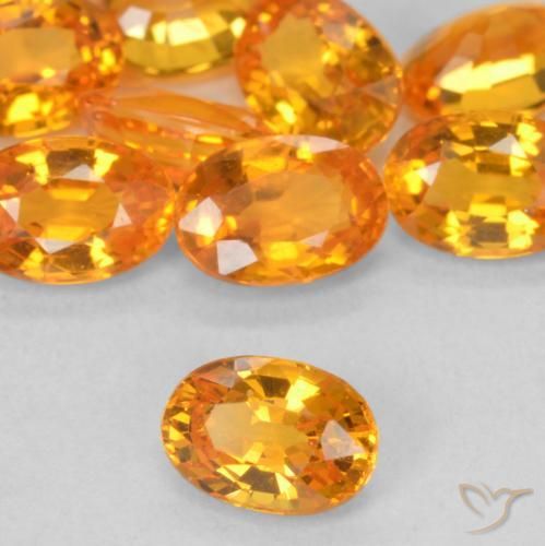 5.75 ctw Orange Sapphire Stones, Natural Sapphire in Oval Facet Shape for Sale