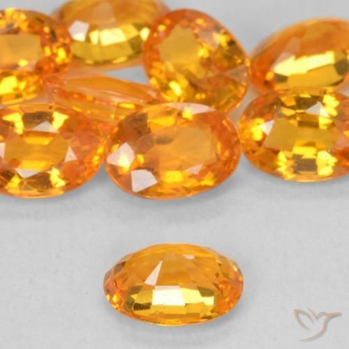 Sapphire Gemstones in 6 x 4 mm (calibrated) Size for Sale, Sapphire Stones in Medium Orange Color