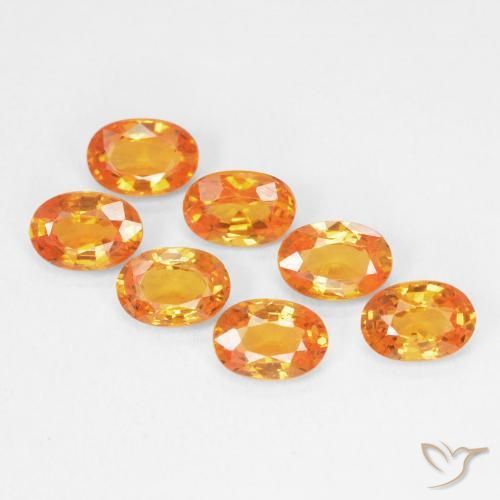 4.48 ctw Orange Sapphire Stones, Natural Sapphire in Oval Facet Shape for Sale