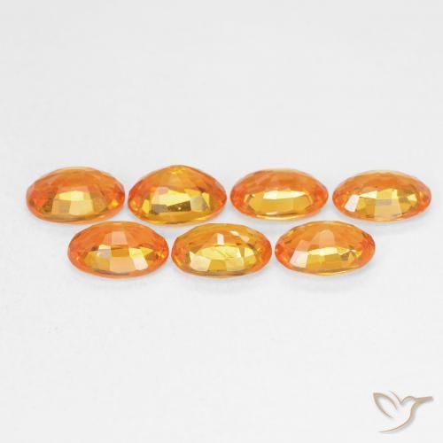 Sapphire Gemstones in 6.1 x 4.2 mm Size for Sale, Sapphire Stones in Bright Orange Color