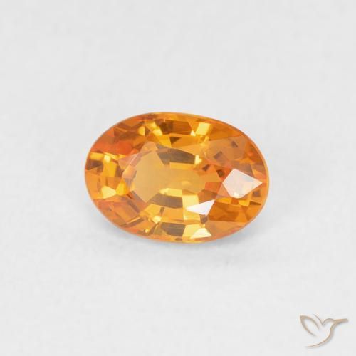 0.61 ct Orange Sapphire Stone, Natural Sapphire in Oval Facet Shape for Sale