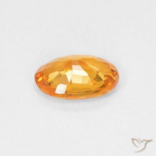 Sapphire Gemstone in 6.1 x 4.2 mm Size for Sale, Sapphire Stone in Bright Orange Color