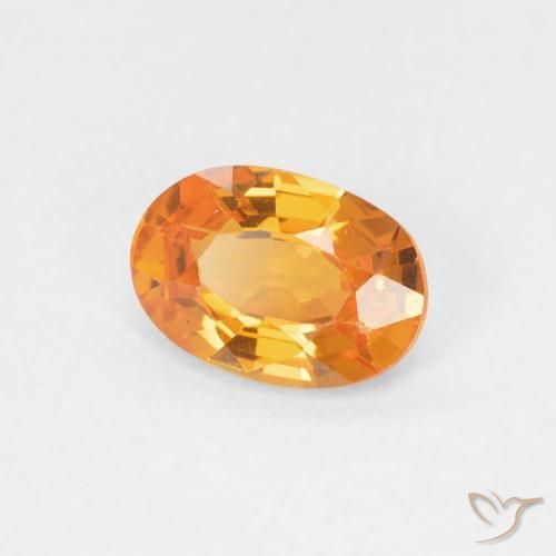 0.64 ct Orange Sapphire Stone, Natural Sapphire in Oval Facet Shape for Sale