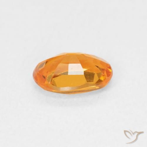 Sapphire Gemstone in 6.1 x 4.2 mm Size for Sale, Sapphire Stone in Bright Orange Color