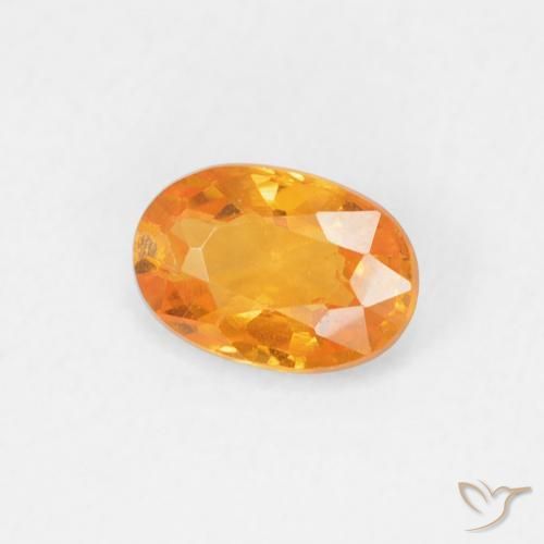 0.60 ct Orange Sapphire Stone, Natural Sapphire in Oval Facet Shape for Sale