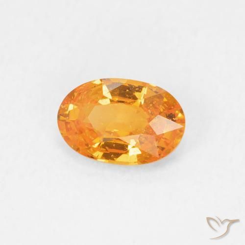 0.60 ct Orange Sapphire Stone, Natural Sapphire in Oval Facet Shape for Sale