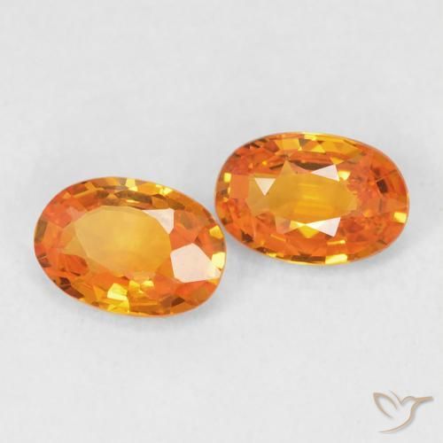 1.20 ctw Orange Sapphire Stones, Natural Sapphire in Oval Facet Shape for Sale