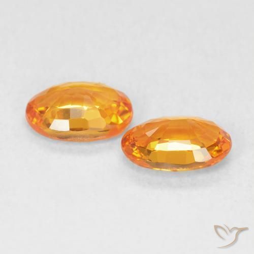 Sapphire Gemstones in 6 x 4 mm (calibrated) Size for Sale, Sapphire Stones in Amber Orange Color