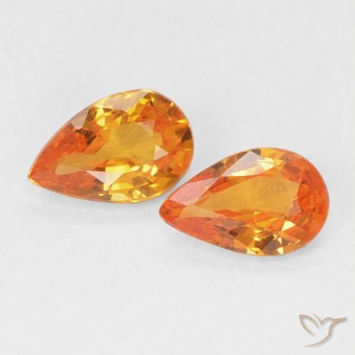 0.90ctw Natural Bright Orange Sapphire, Pear Shape, VVS-VS