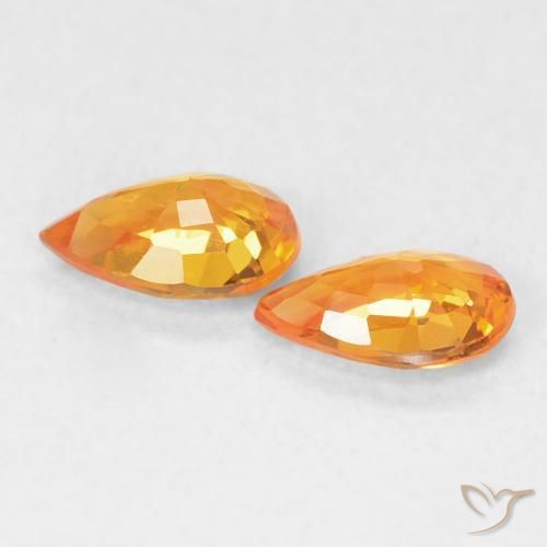 Sapphire Gemstones in 6 x 4 mm (calibrated) Size for Sale, Sapphire Stones in Bright Orange Color