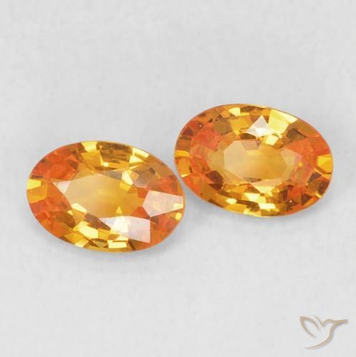 1.12 ctw Orange Sapphire Stones, Natural Sapphire in Oval Facet Shape for Sale