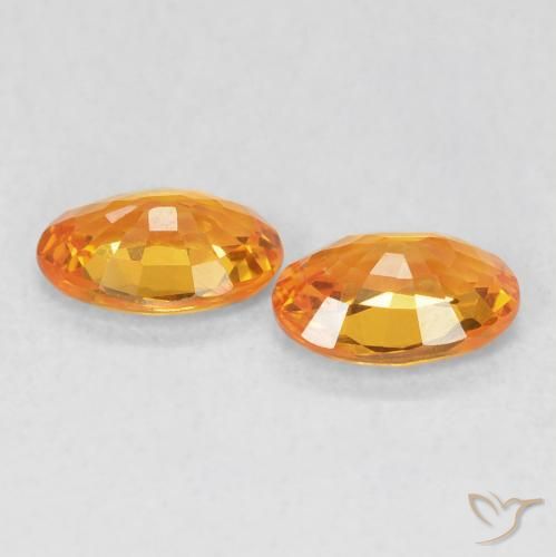 Sapphire Gemstones in 6 x 4 mm (calibrated) Size for Sale, Sapphire Stones in Bright Orange Color