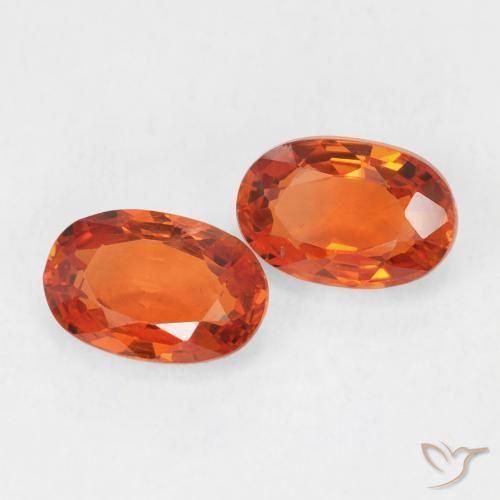 1.53 ctw Orange Sapphire Stones, Natural Sapphire in Oval Facet Shape for Sale