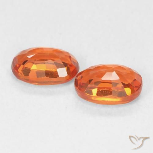 Sapphire Gemstones in 6.3 x 4.1 mm Size for Sale, Sapphire Stones in Bright Orange Color