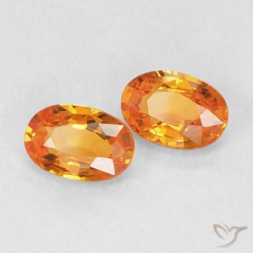 1.21 ctw Orange Sapphire Stones, Natural Sapphire in Oval Facet Shape for Sale
