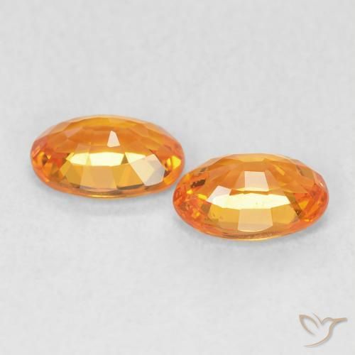 Sapphire Gemstones in 6 x 4 mm (calibrated) Size for Sale, Sapphire Stones in Bright Orange Color