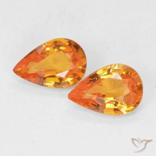 0.97ctw Natural Amber Orange Sapphire, Pear Shape, VVS-VS
