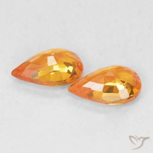 Sapphire Gemstones in 6 x 4 mm (calibrated) Size for Sale, Sapphire Stones in Amber Orange Color
