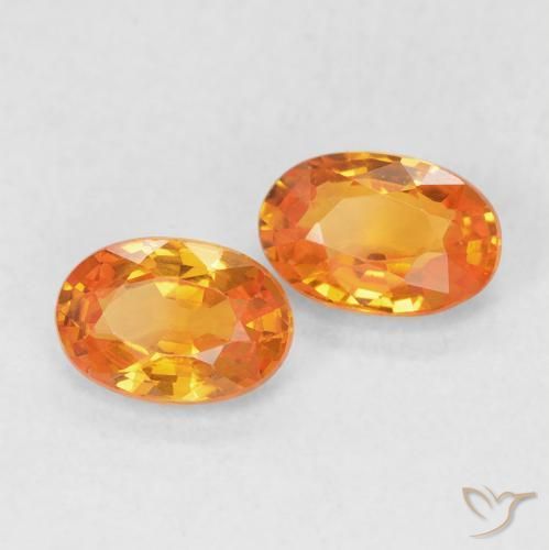 1.18 ctw Orange Sapphire Stones, Natural Sapphire in Oval Facet Shape for Sale