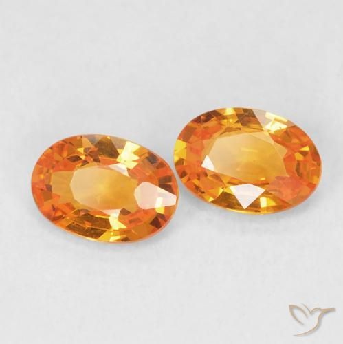 1.02 ctw Orange Sapphire Stones, Natural Sapphire in Oval Facet Shape for Sale