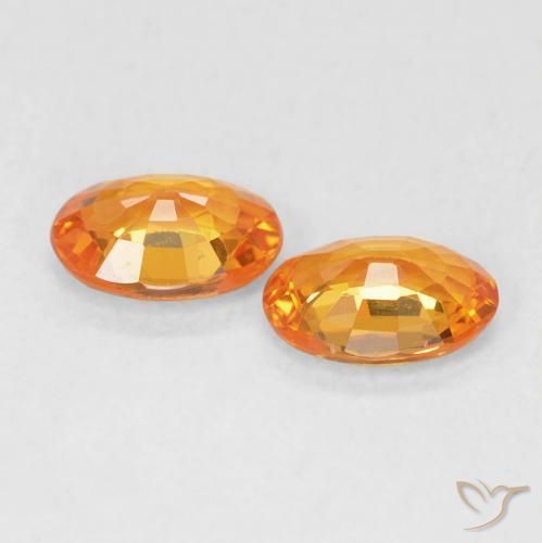 Sapphire Gemstones in 6 x 4 mm (calibrated) Size for Sale, Sapphire Stones in Amber Orange Color