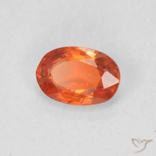 0.68 ct Orange Sapphire Stone, Natural Sapphire in Oval Facet Shape for Sale
