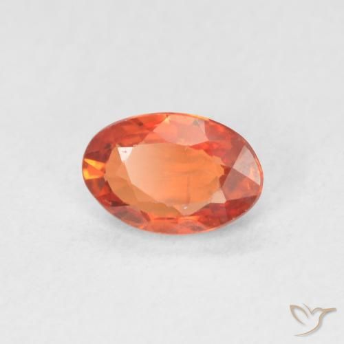 0.56 ct Orange Sapphire Stone, Natural Sapphire in Oval Facet Shape for Sale