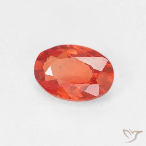 0.55 ct Orange Sapphire Stone, Natural Sapphire in Oval Facet Shape for Sale
