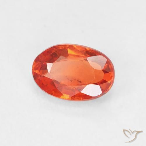 0.69 ct Orange Sapphire Stone, Natural Sapphire in Oval Facet Shape for Sale
