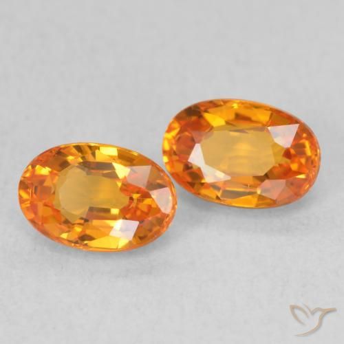 1.44 ctw Orange Sapphire Stones, Natural Sapphire in Oval Facet Shape for Sale