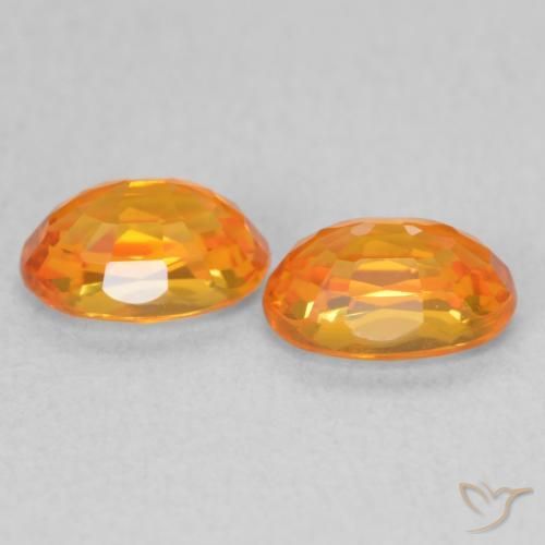 Sapphire Gemstones in 6 x 4 mm (calibrated) Size for Sale, Sapphire Stones in Bright Orange Color