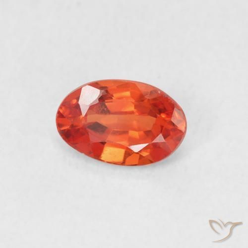 0.54 ct Orange Sapphire Stone, Natural Sapphire in Oval Facet Shape for Sale