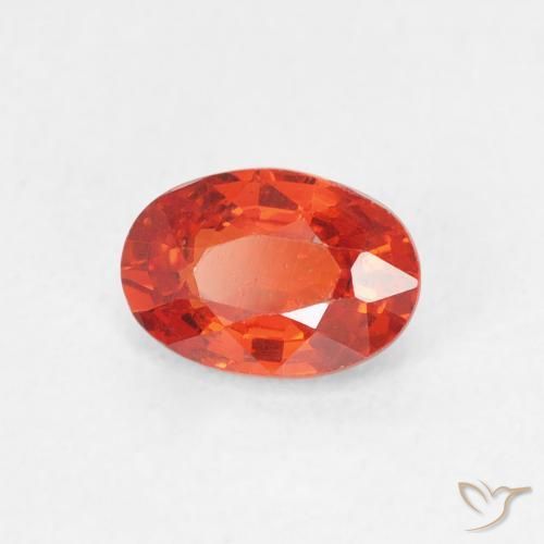 0.64 ct Orange Sapphire Stone, Natural Sapphire in Oval Facet Shape for Sale