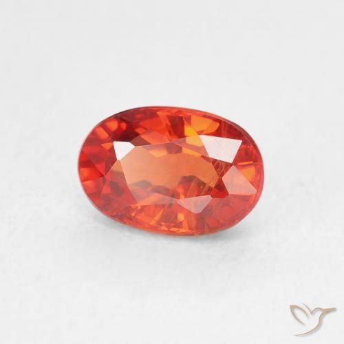 0.83 ct Orange Sapphire Stone, Natural Sapphire in Oval Facet Shape for Sale