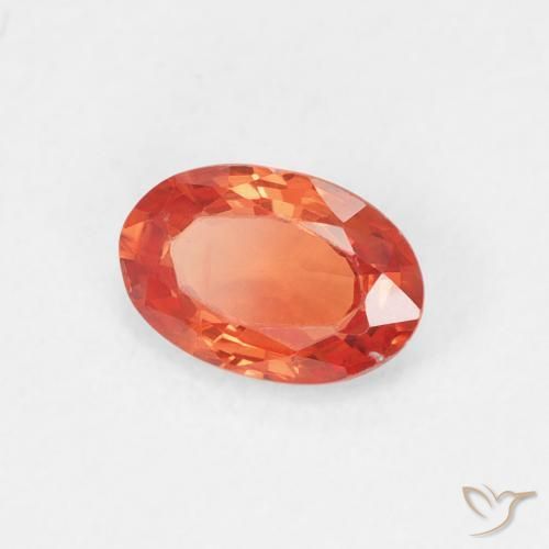 0.56 ct Orange Sapphire Stone, Natural Sapphire in Oval Facet Shape for Sale