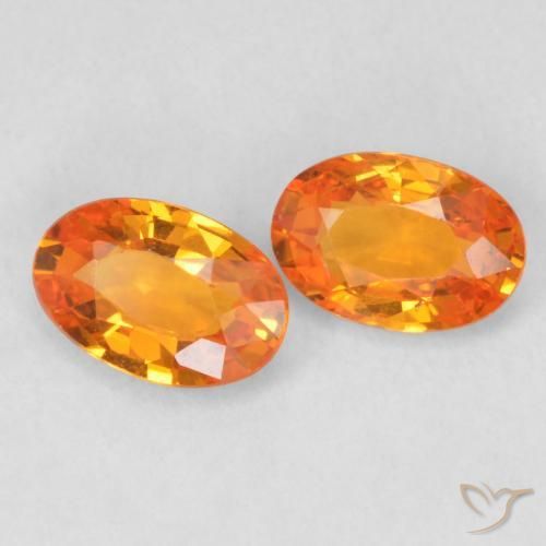 1.12 ctw Orange Sapphire Stones, Natural Sapphire in Oval Facet Shape for Sale
