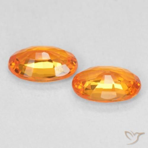 Sapphire Gemstones in 6 x 4 mm (calibrated) Size for Sale, Sapphire Stones in Bright Orange Color