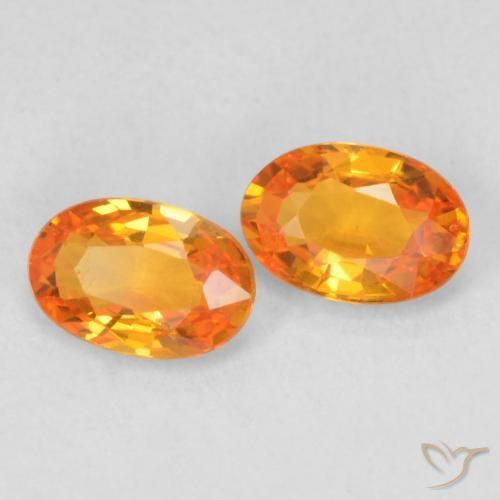 1.08 ctw Orange Sapphire Stones, Natural Sapphire in Oval Facet Shape for Sale