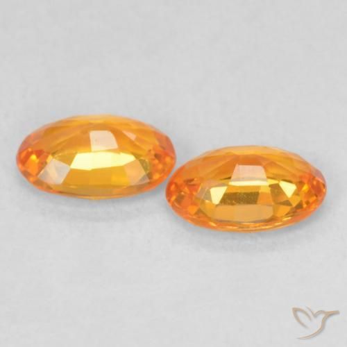 Sapphire Gemstones in 6 x 4 mm (calibrated) Size for Sale, Sapphire Stones in Bright Orange Color