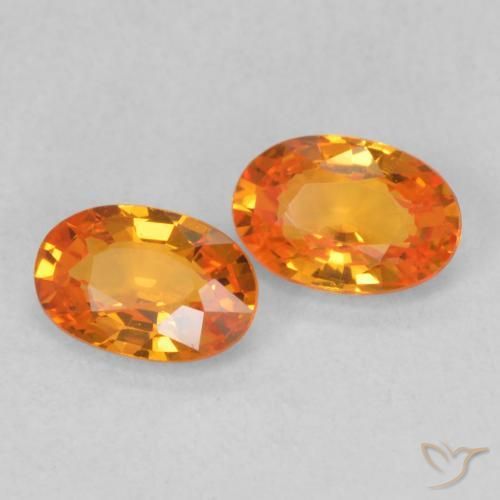 1.08 ctw Orange Sapphire Stones, Natural Sapphire in Oval Facet Shape for Sale