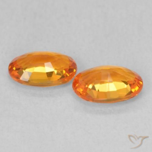 Sapphire Gemstones in 6 x 4 mm (calibrated) Size for Sale, Sapphire Stones in Bright Orange Color