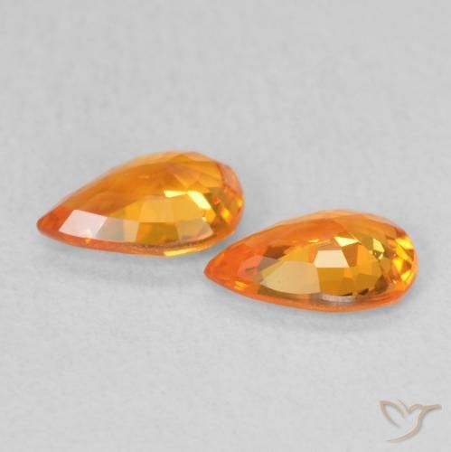 Sapphire Gemstones in 6 x 4 mm (calibrated) Size for Sale, Sapphire Stones in Bright Orange Color