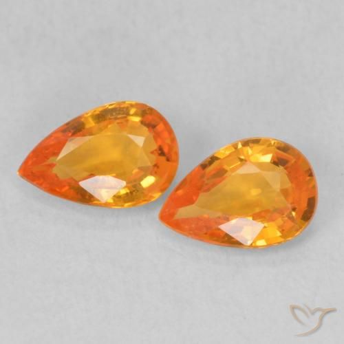 0.96ctw Natural Bright Orange Sapphire, Pear Shape, VS
